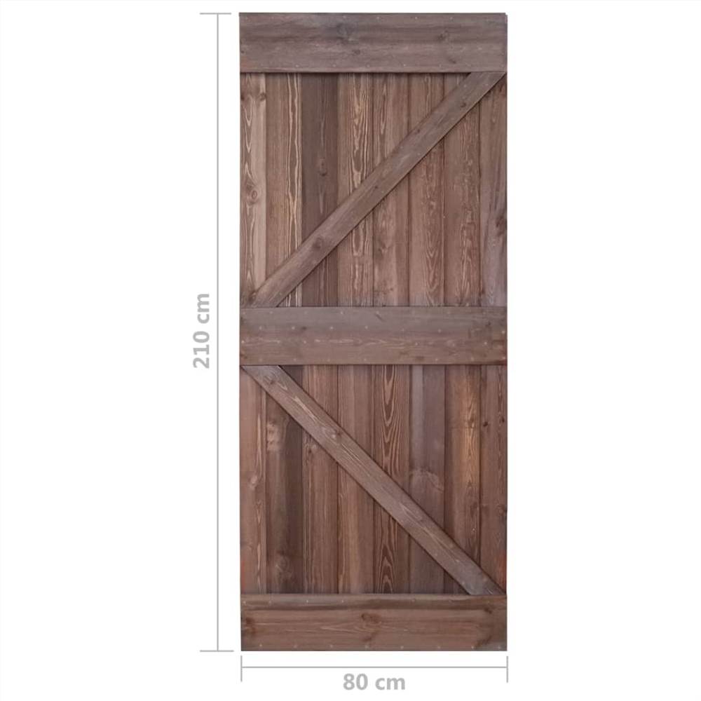 Sliding Door with Hardware Set 80x210 cm Pine Wood Dark Brown