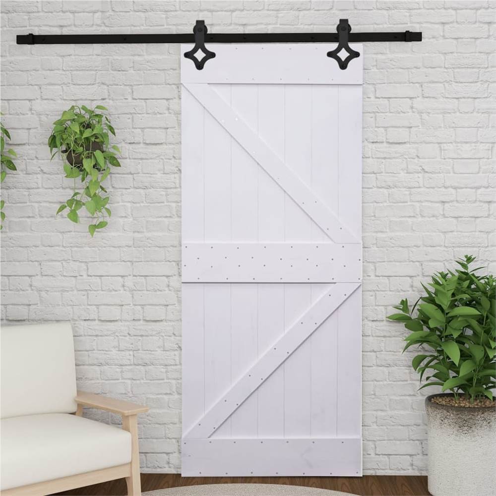

Sliding Door with Hardware Set 80x210 cm Solid Pine Wood White