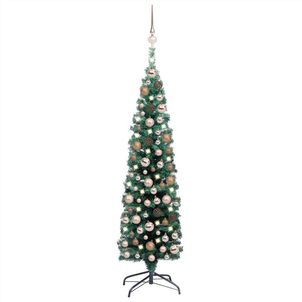 

Slim Artificial Christmas Tree with LEDs&Ball Set Green 150 cm
