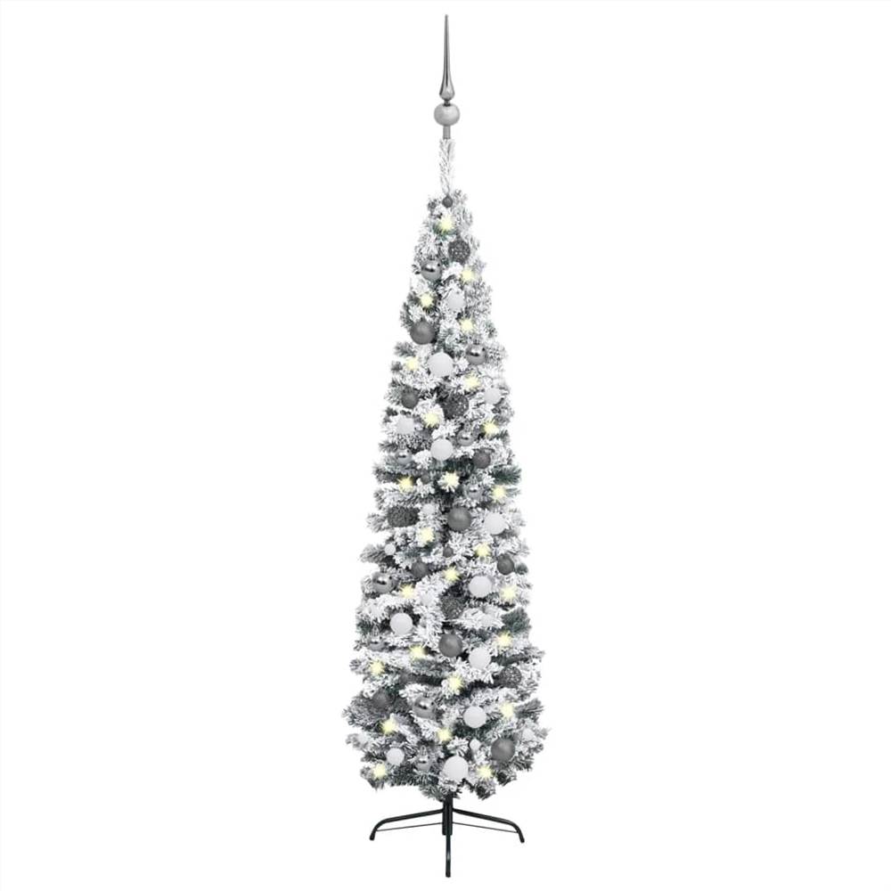

Slim Artificial Christmas Tree with LEDs&Ball Set Green 180 cm