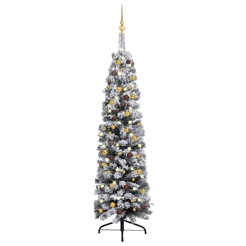 

Slim Artificial Christmas Tree with LEDs&Ball Set Green 180 cm