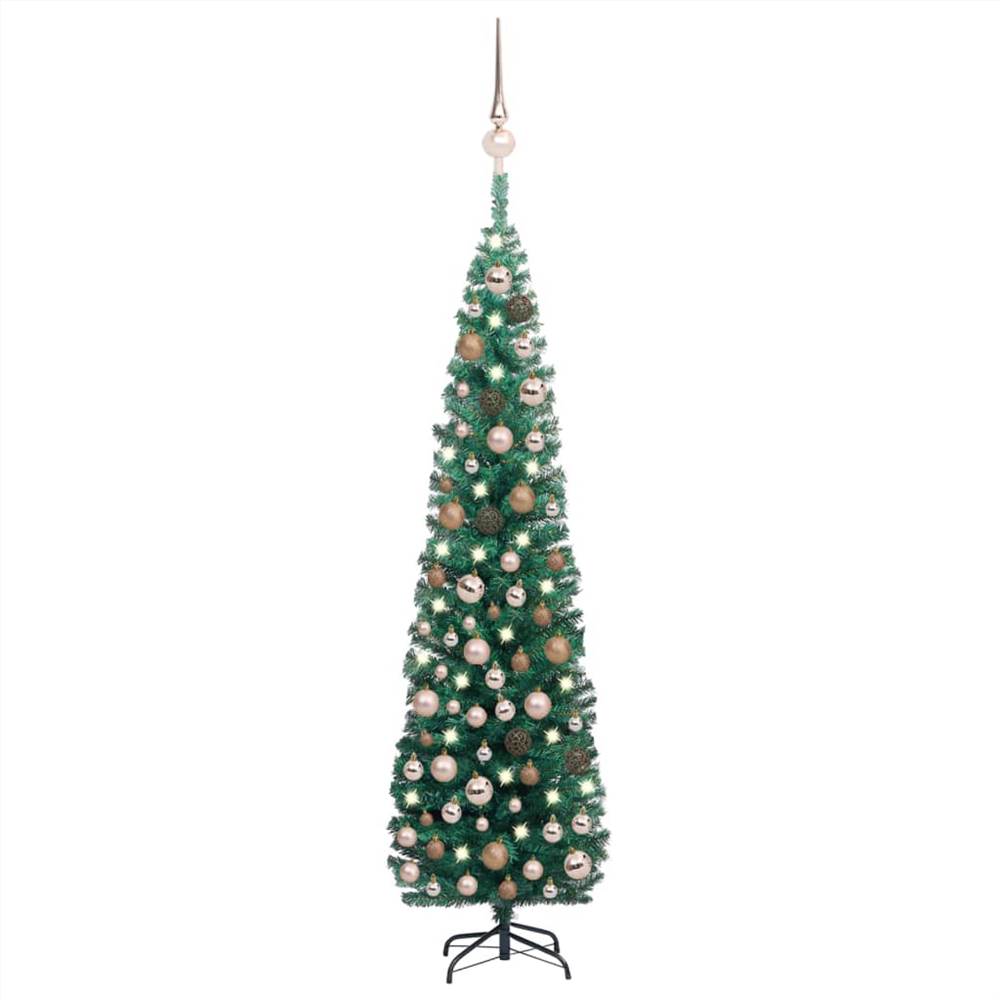 

Slim Artificial Christmas Tree with LEDs&Ball Set Green 210 cm