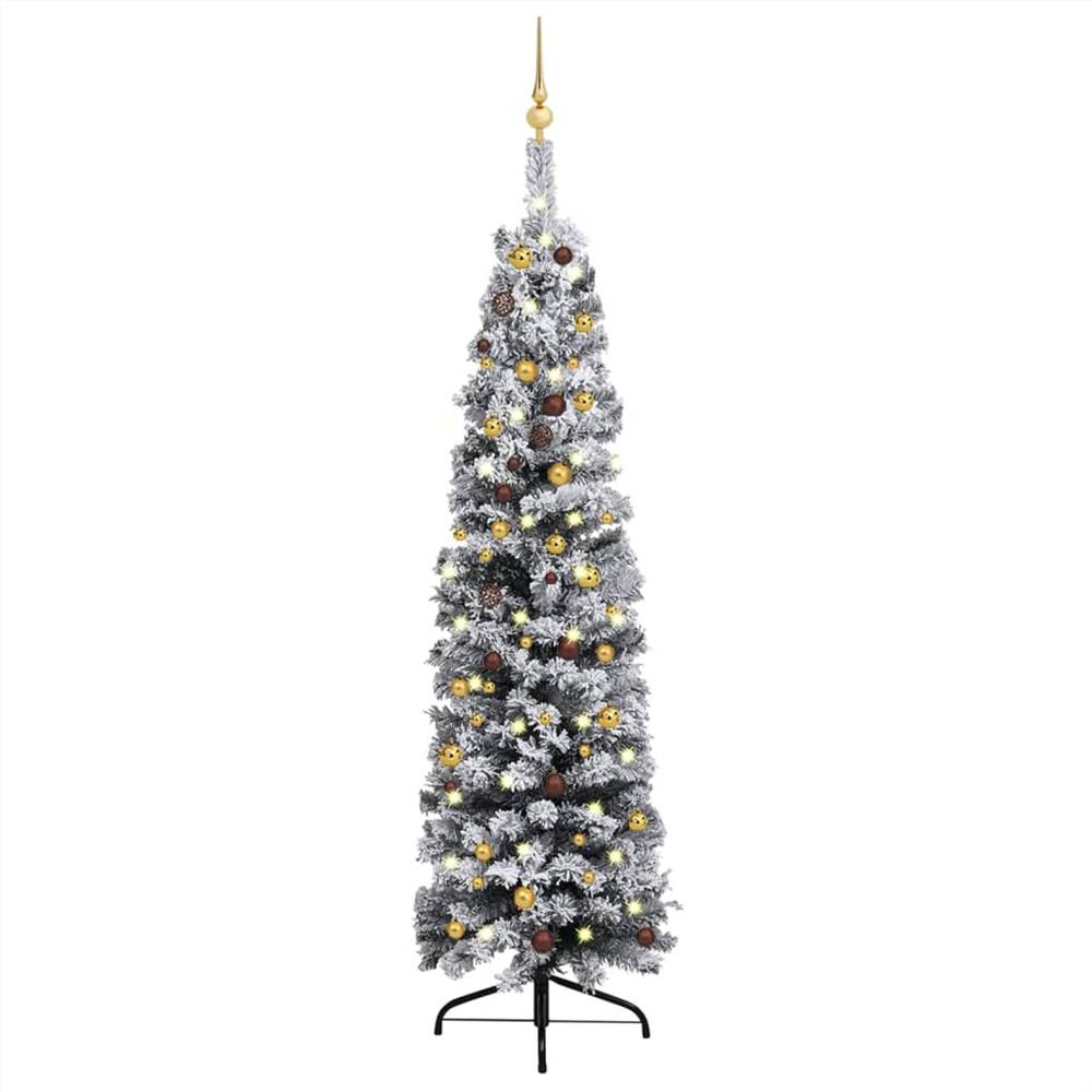 

Slim Artificial Christmas Tree with LEDs&Ball Set Green 210 cm