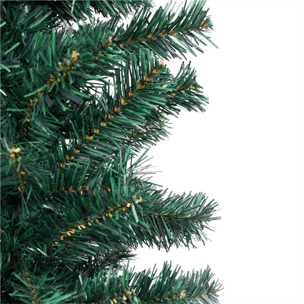 Slim Artificial Christmas Tree with LEDs&Stand Green 150cm PVC