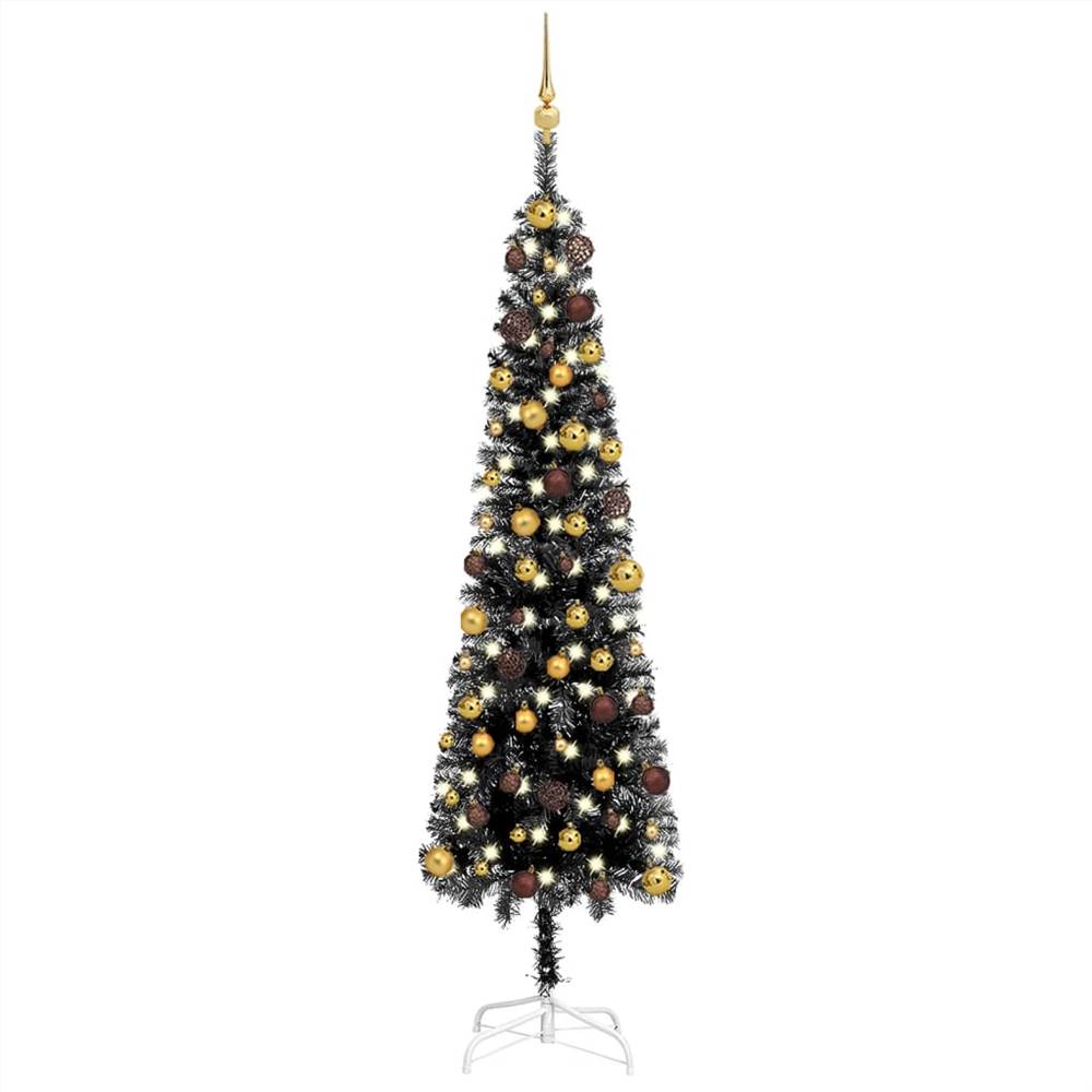 

Slim Christmas Tree with LEDs&Ball Set Black 210 cm