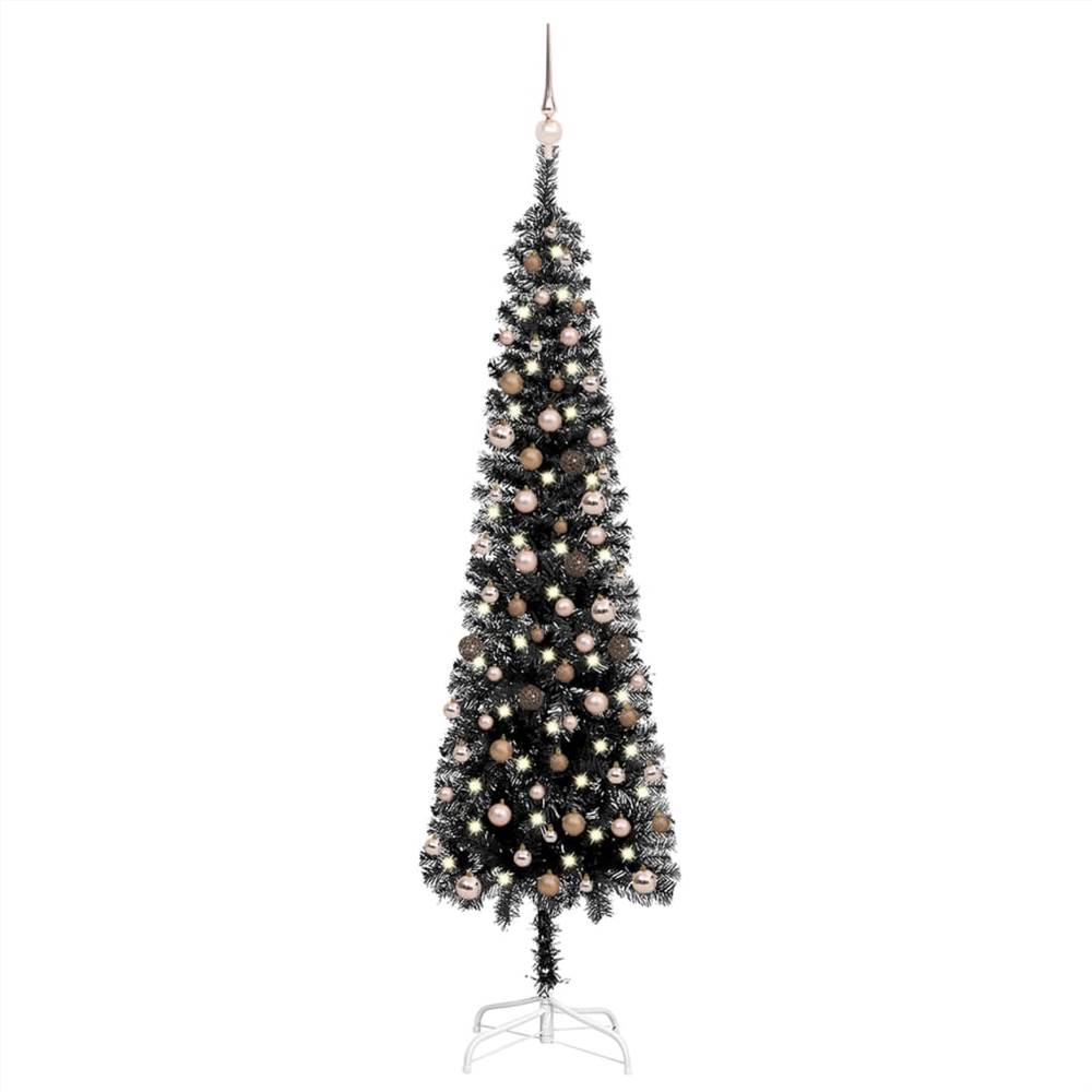 

Slim Christmas Tree with LEDs&Ball Set Black 240 cm