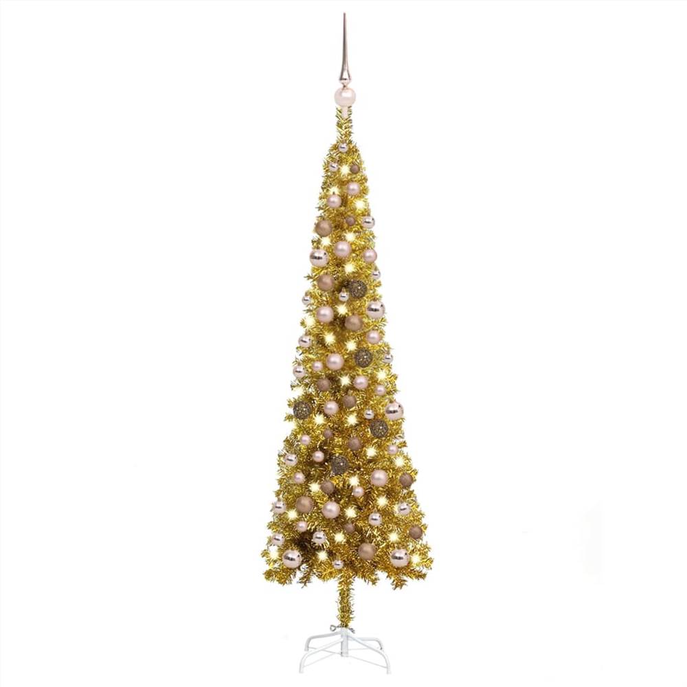 

Slim Christmas Tree with LEDs&Ball Set Gold 120 cm