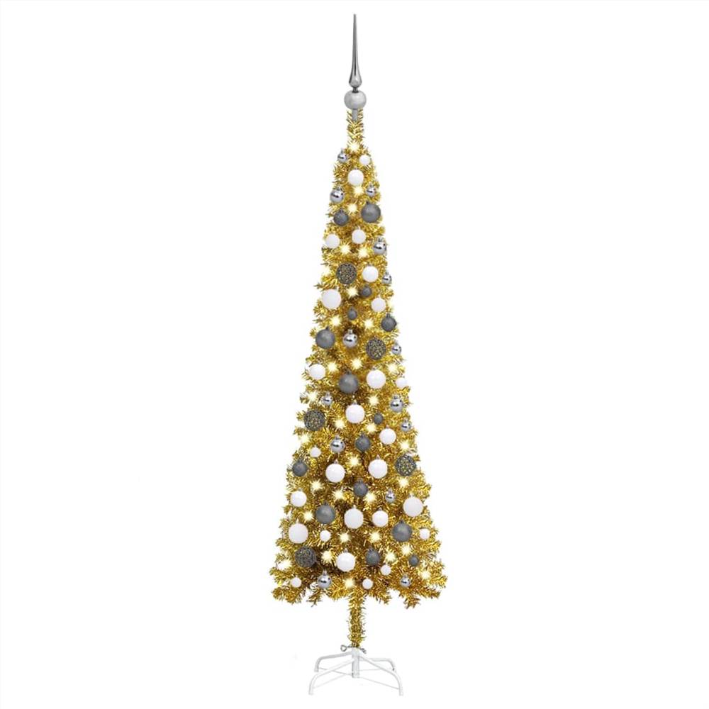 

Slim Christmas Tree with LEDs&Ball Set Gold 120 cm