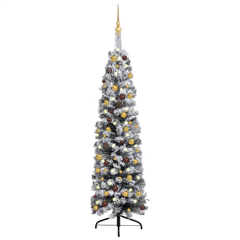 

Slim Christmas Tree with LEDs&Ball Set Green 120 cm PVC