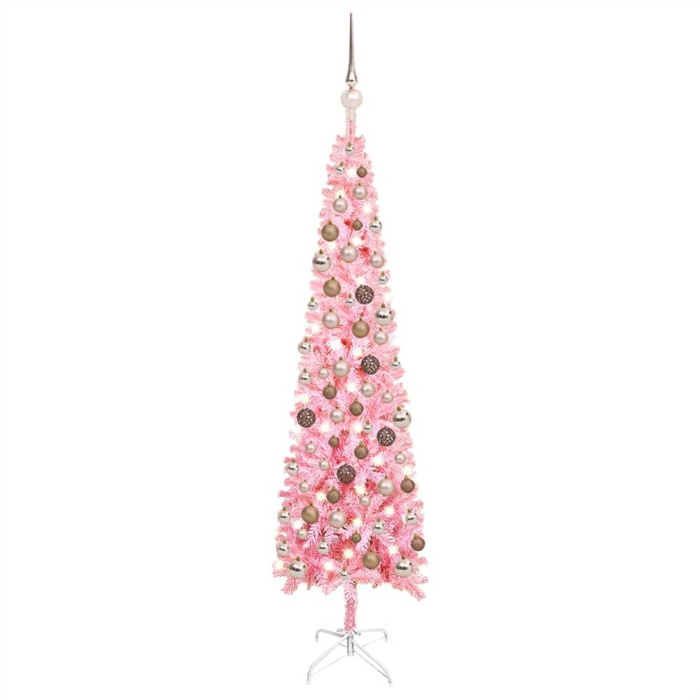 

Slim Christmas Tree with LEDs&Ball Set Pink 120 cm