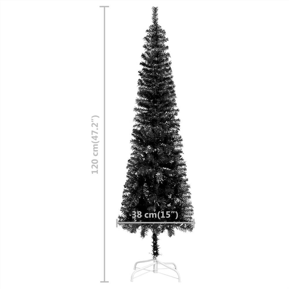 Slim Christmas Tree with LEDs Black 120 cm