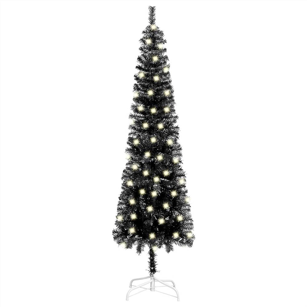 

Slim Christmas Tree with LEDs Black 150 cm