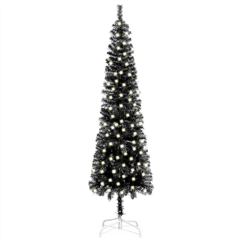 

Slim Christmas Tree with LEDs Black 240 cm