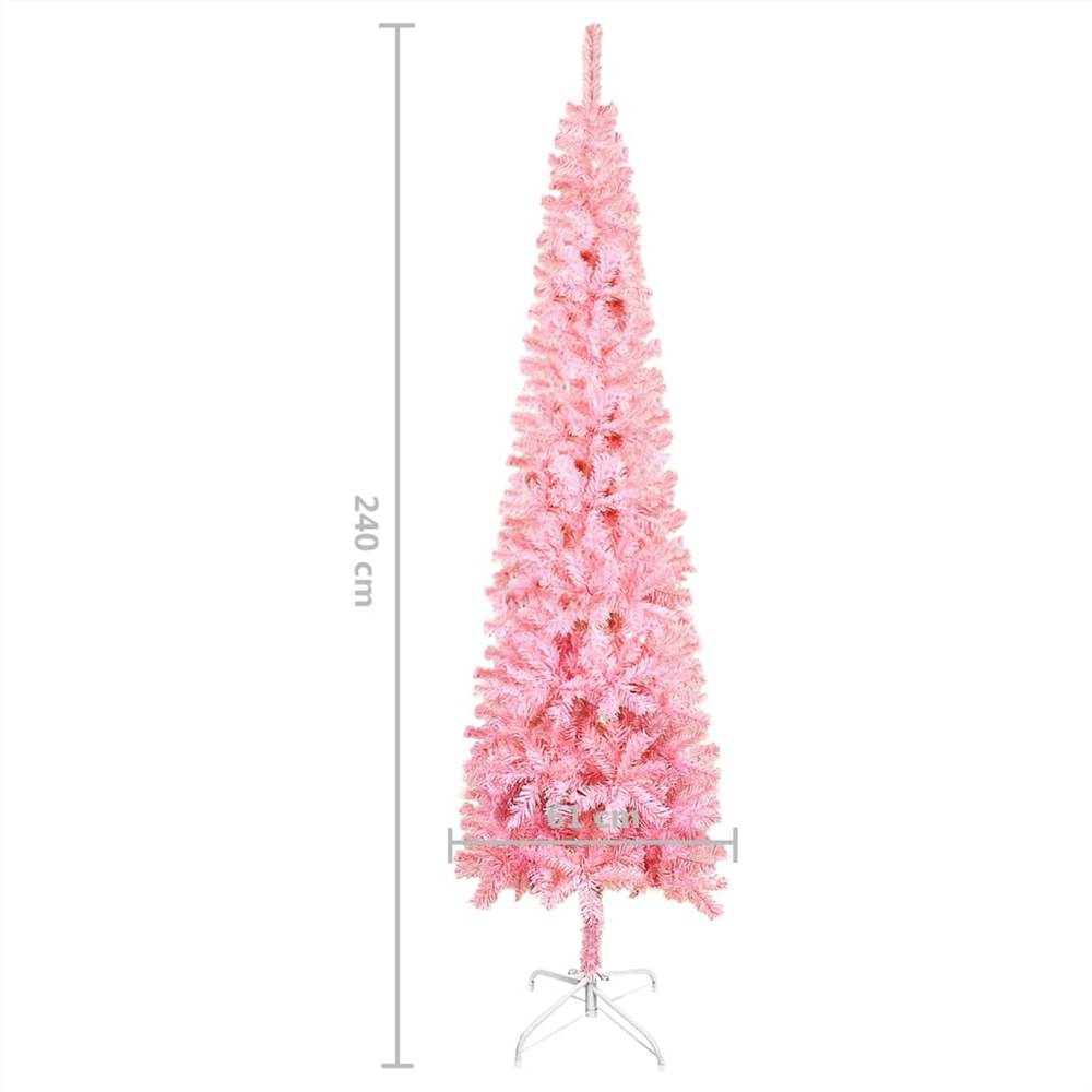 Slim Christmas Tree with LEDs Pink 240 cm