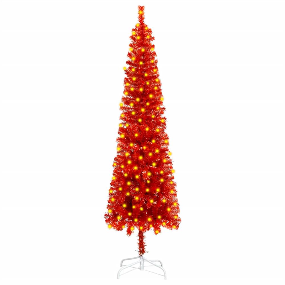 Slim Christmas Tree with LEDs Red 150 cm