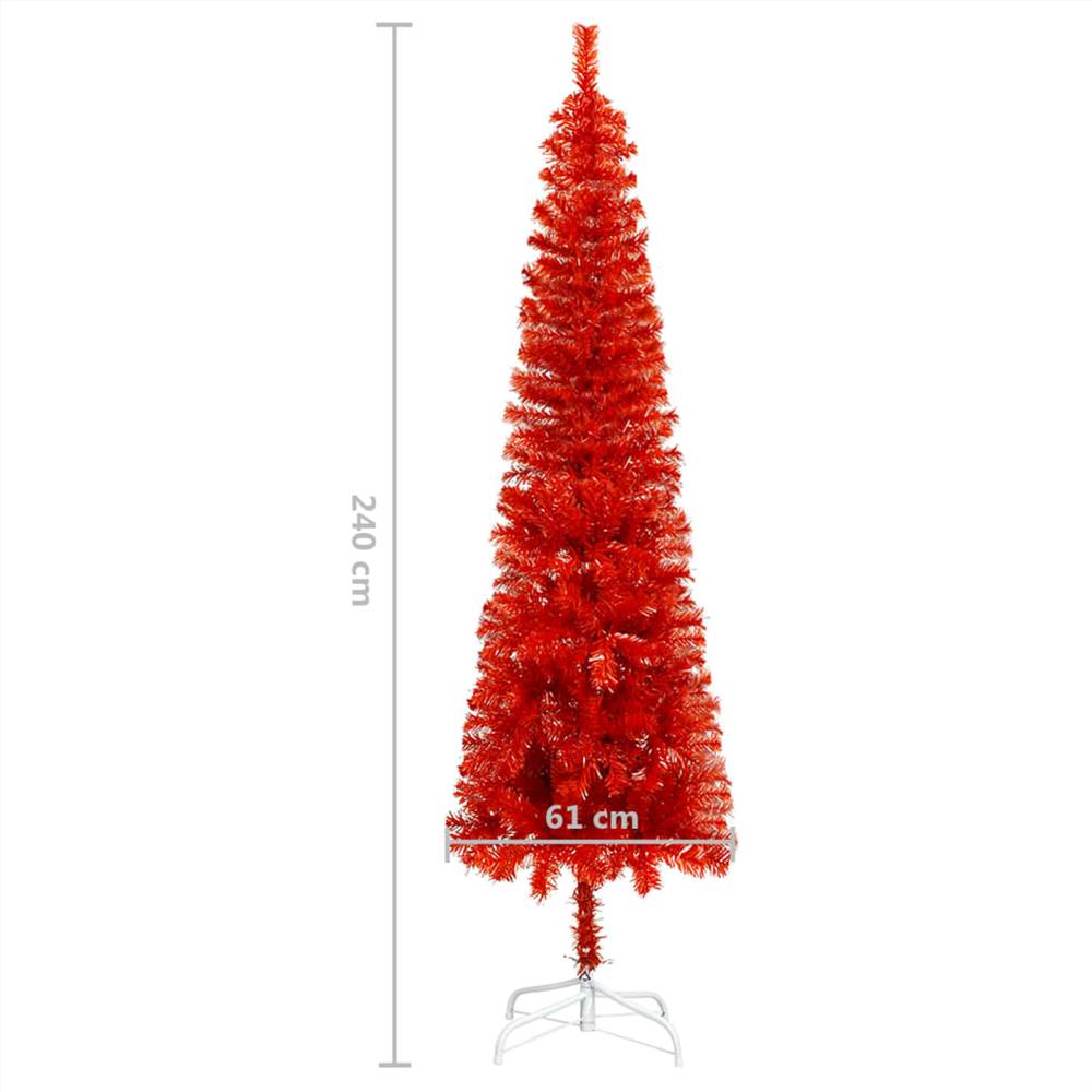 Slim Christmas Tree with LEDs Red 240 cm