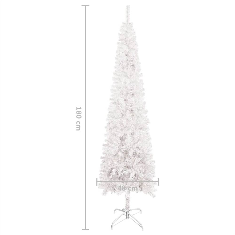 Slim Christmas Tree with LEDs White 180 cm