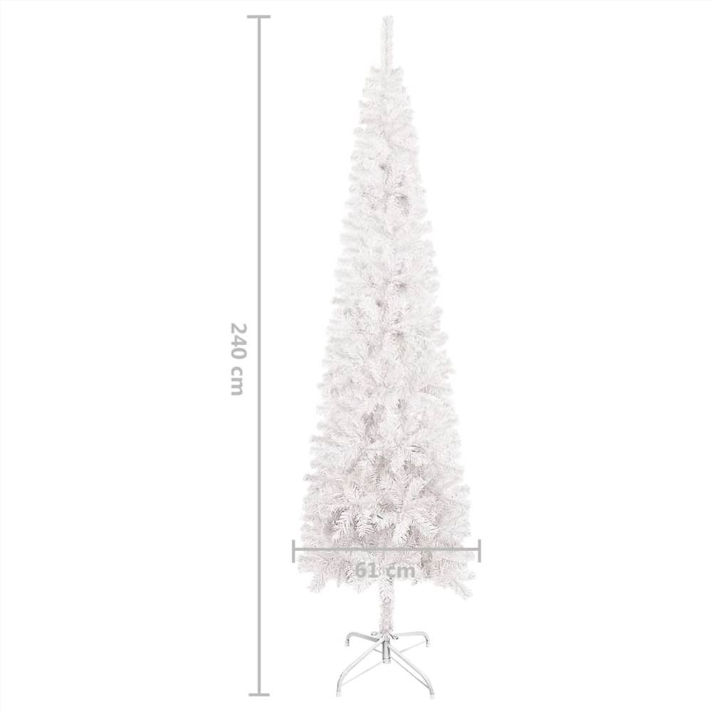 Slim Christmas Tree with LEDs White 240 cm