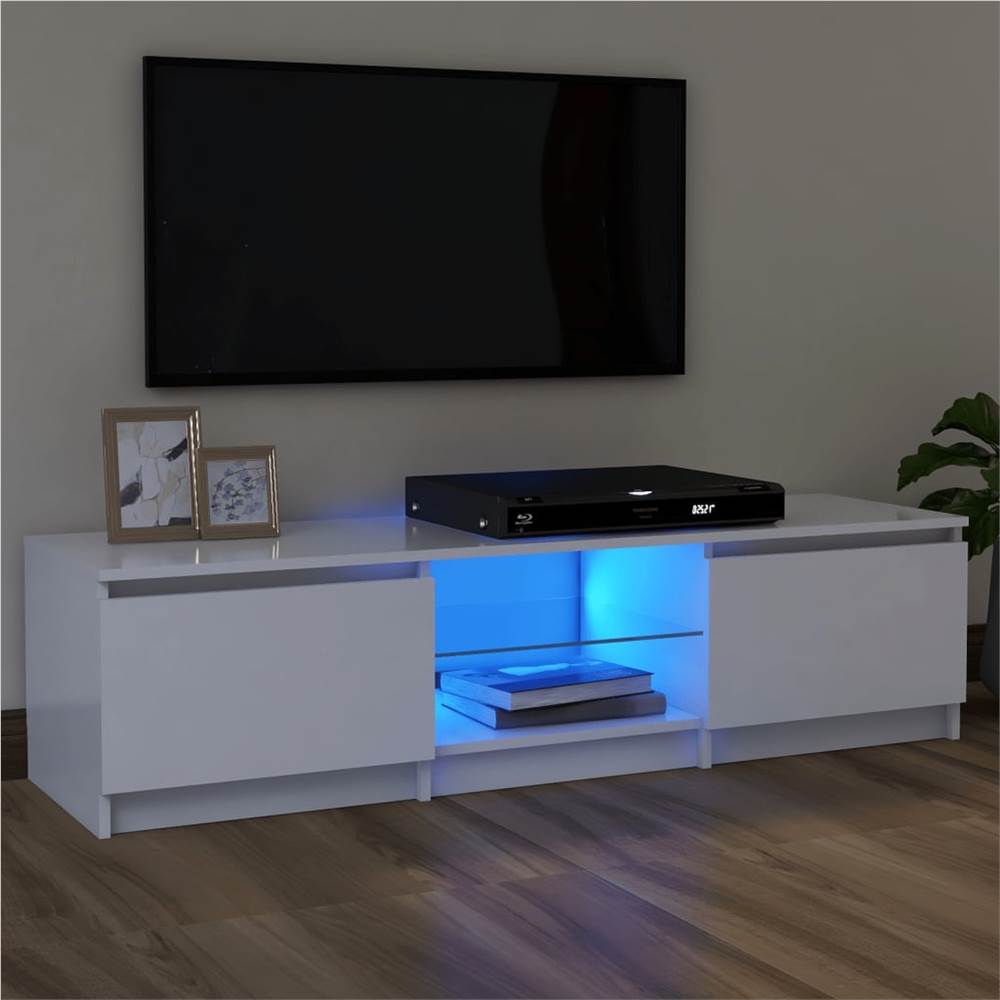 TV szekrény LED lámpákkal, fehér, 120x30x35.5 cm