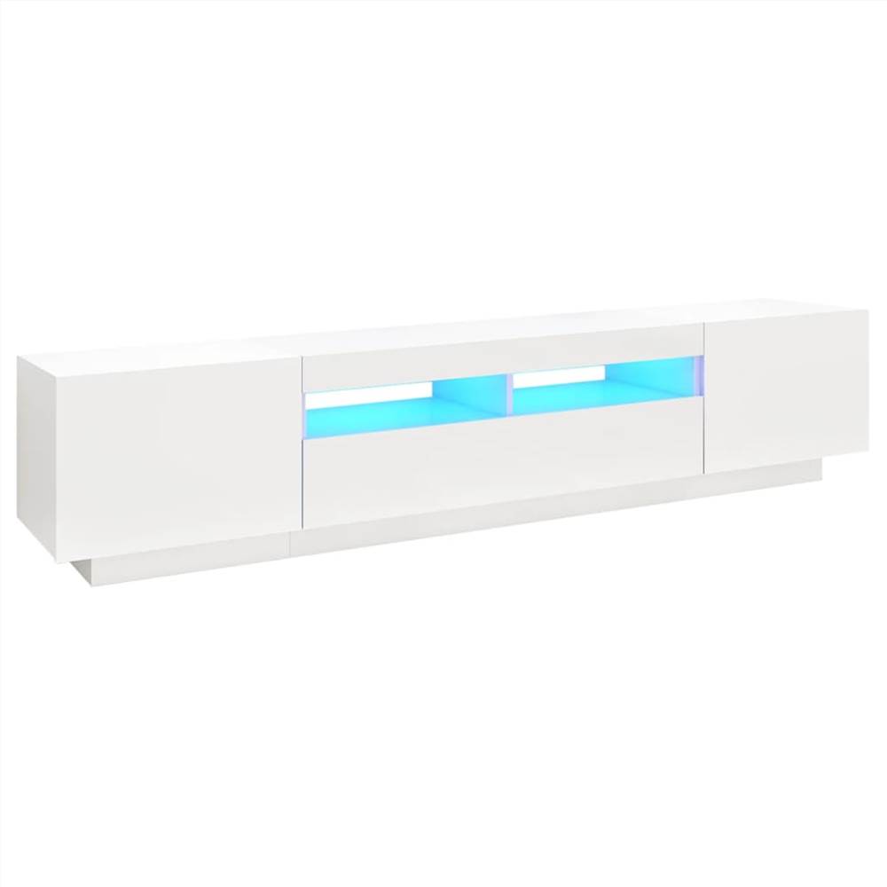 TV Cabinet With LED Lights White 200x35x40 Cm 13 TV Cabinet with LED Lights White 200x35x40 cm