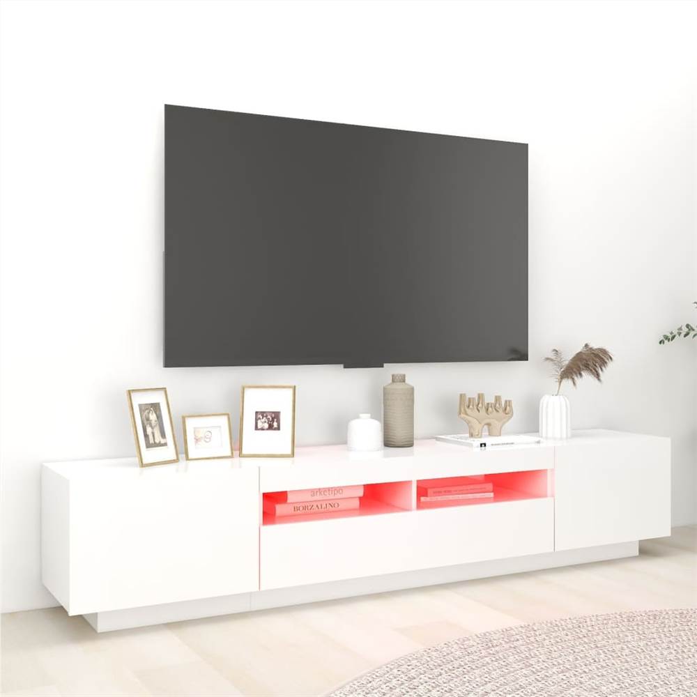 TV Cabinet With LED Lights White 200x35x40 Cm 14 TV Cabinet with LED Lights White 200x35x40 cm
