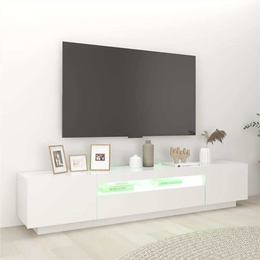 TV Cabinet With LED Lights White 200x35x40 Cm 15 TV Cabinet with LED Lights White 200x35x40 cm