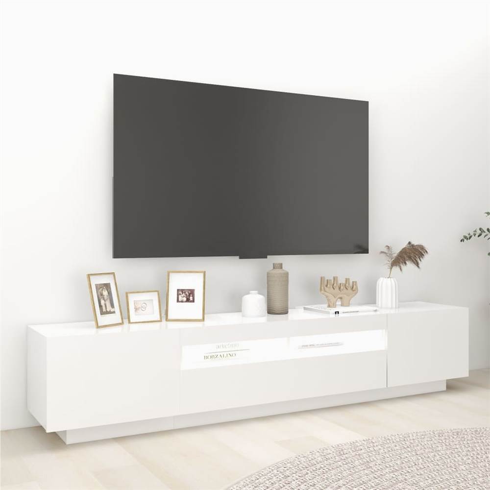 TV Cabinet With LED Lights White 200x35x40 Cm 16 TV Cabinet with LED Lights White 200x35x40 cm
