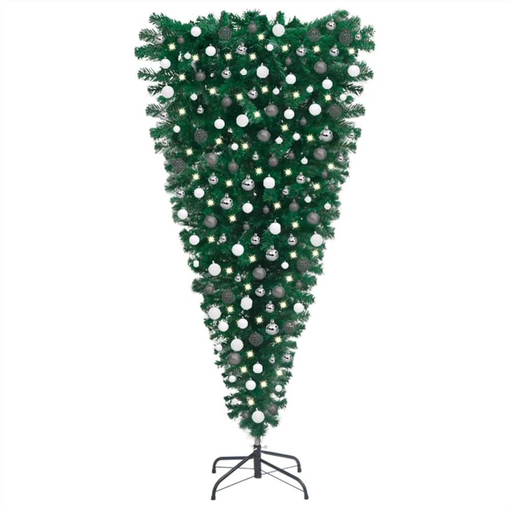 Upside-down Artificial Christmas Tree with LEDs&Ball Set 210 cm