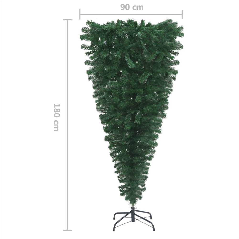 Upside-down Artificial Christmas Tree with LEDs Green 180 cm