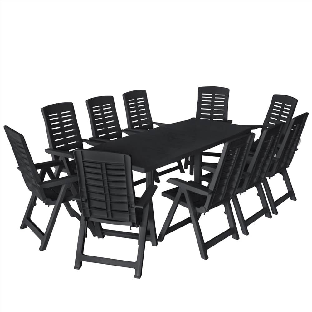 

11 Piece Outdoor Dining Set Plastic Anthracite
