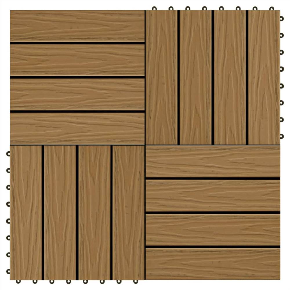 

11 pcs Decking Tiles Deep Embossed WPC 30x30cm 1sqm Teak Colour