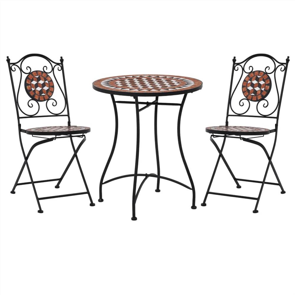 

3 Piece Mosaic Bistro Set Ceramic Tile Terracotta