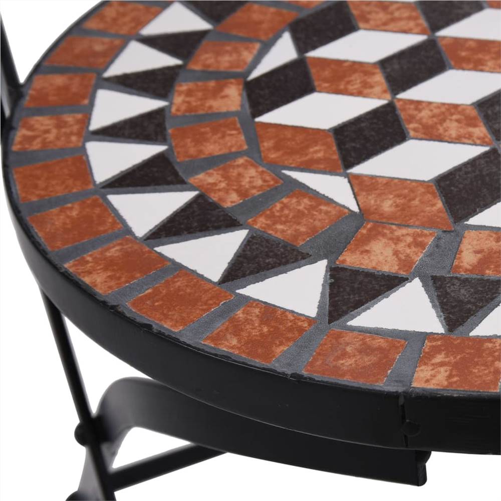 3 Piece Mosaic Bistro Set Ceramic Tile Terracotta