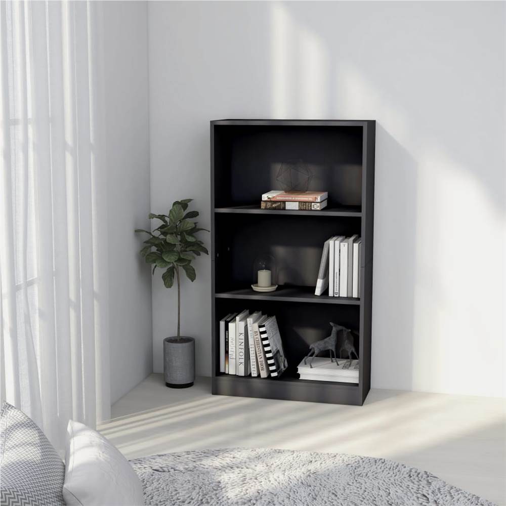 

3-Tier Book Cabinet Grey 60x24x108 cm Chipboard