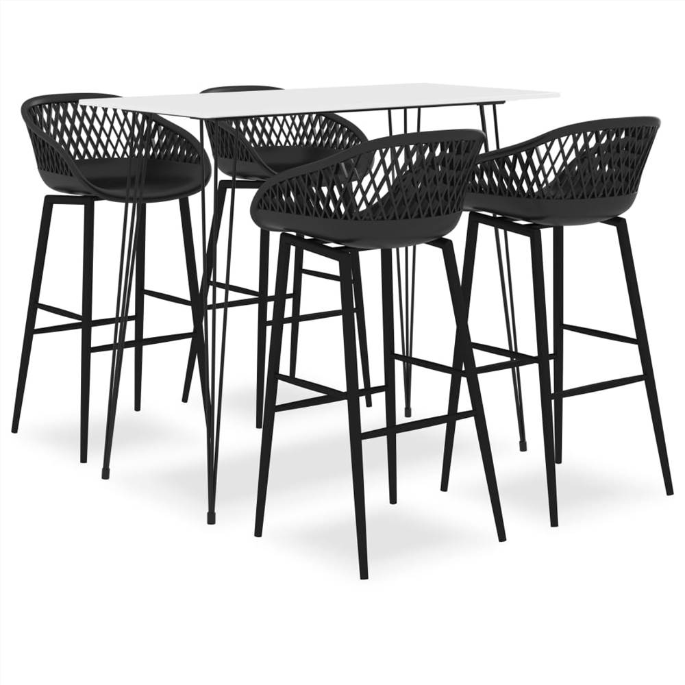 

5 Piece Bar Set White and Black
