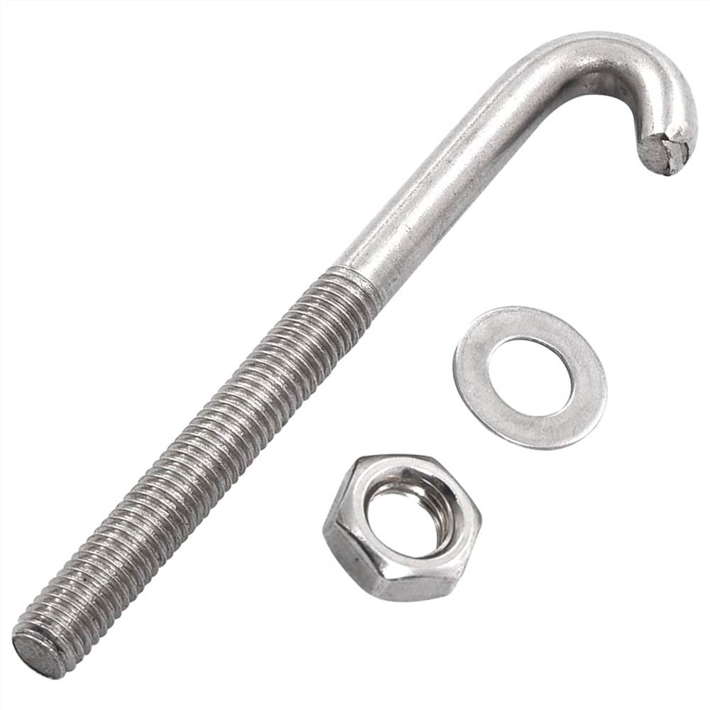 Anchored J-Bolt w/Nut and Washer M8x100 mm 25 Sets