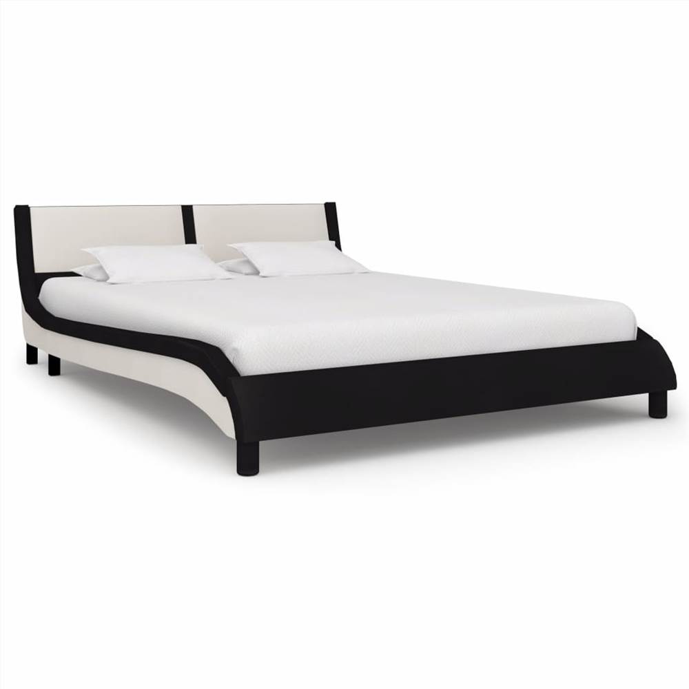 

Bed Frame Black and White Faux Leather 120x190 cm