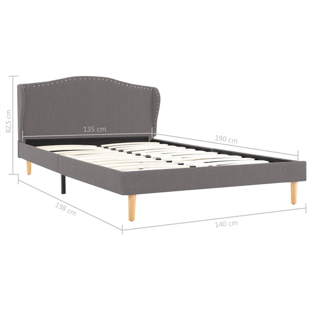 Bed Frame Light Grey Fabric 135x190 cm