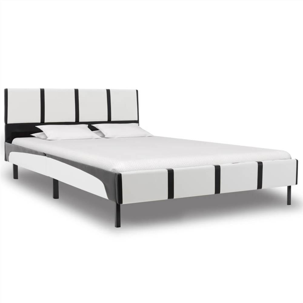 

Bed Frame White and Black Faux Leather 120x190 cm