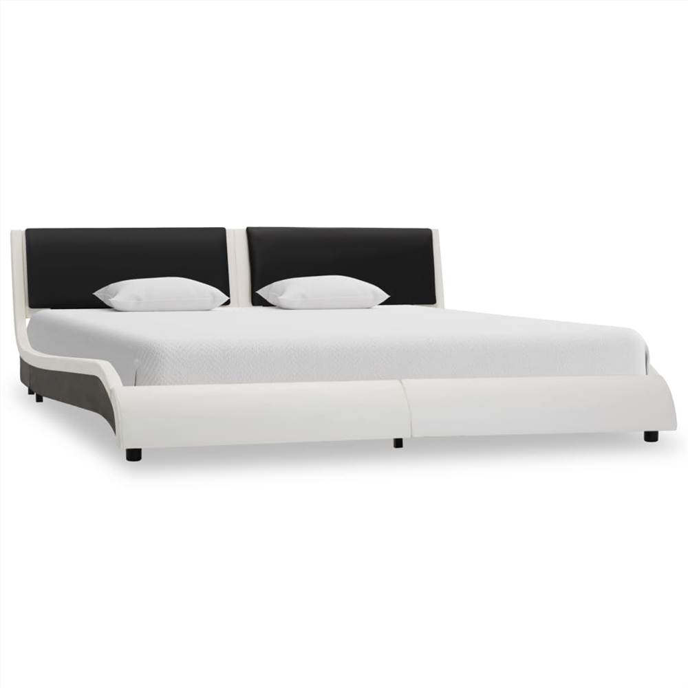 

Bed Frame White and Black Faux Leather 150x200 cm