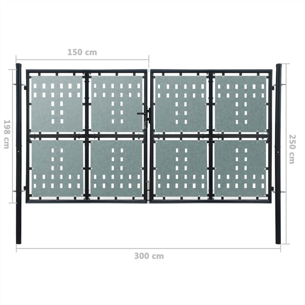 Black Double Door Fence Gate 300 x 250 cm