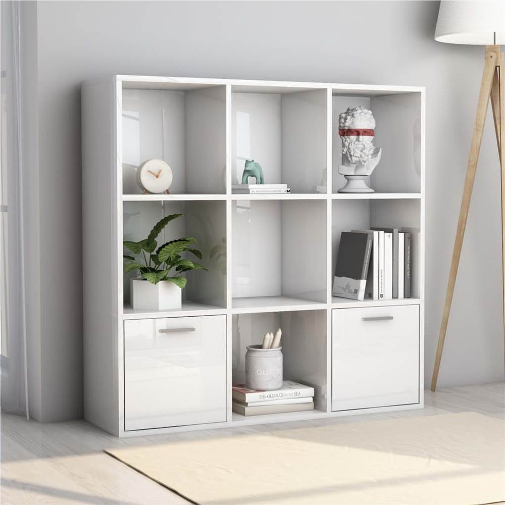 

Book Cabinet High Gloss White 98x30x98 cm Chipboard