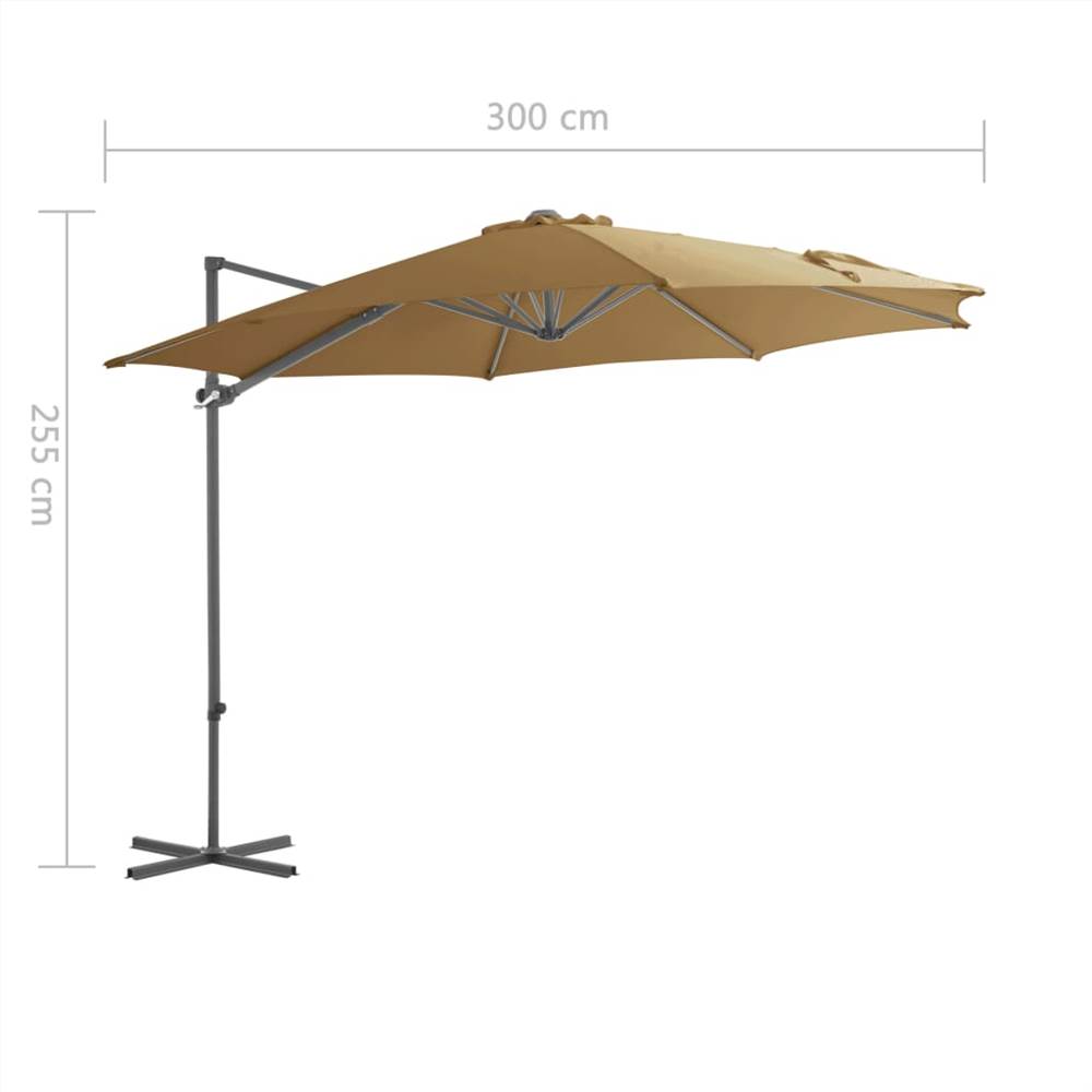 Cantilever Umbrella with Steel Pole Taupe 300 cm