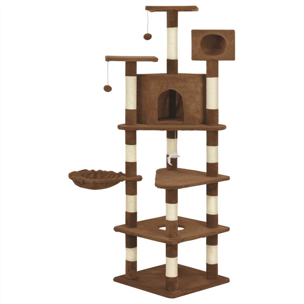 Cat Tree with Sisal Scratching Posts Brown 165 cm