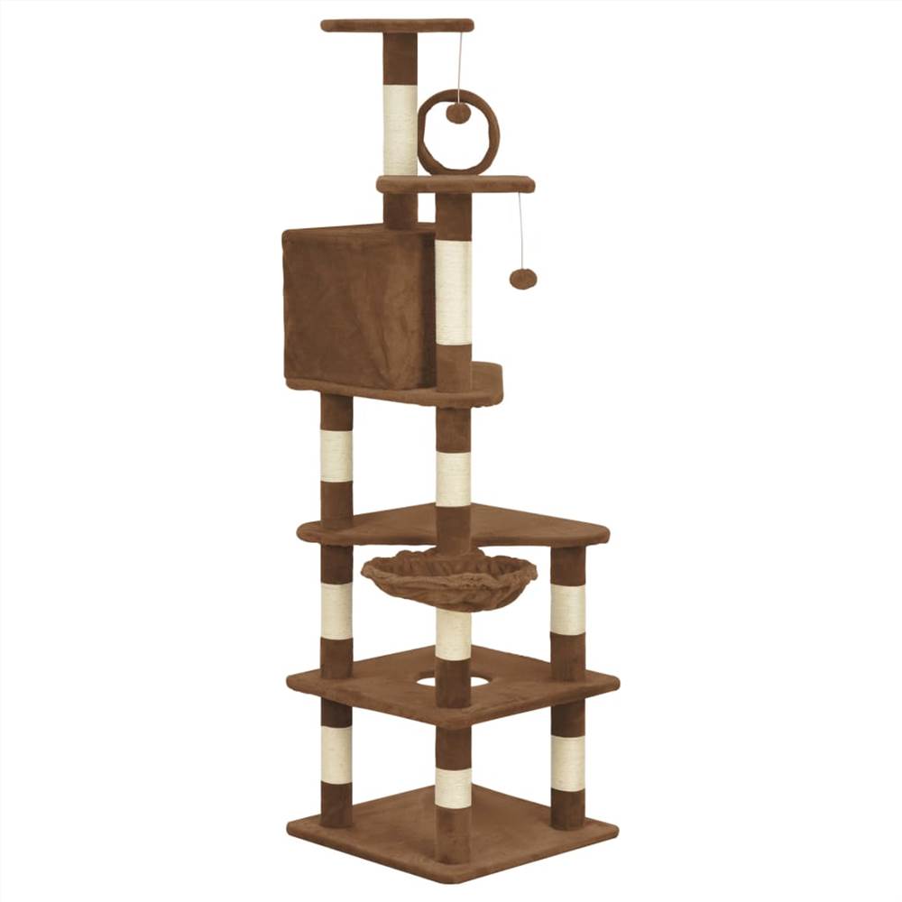 Cat Tree with Sisal Scratching Posts Brown 165 cm