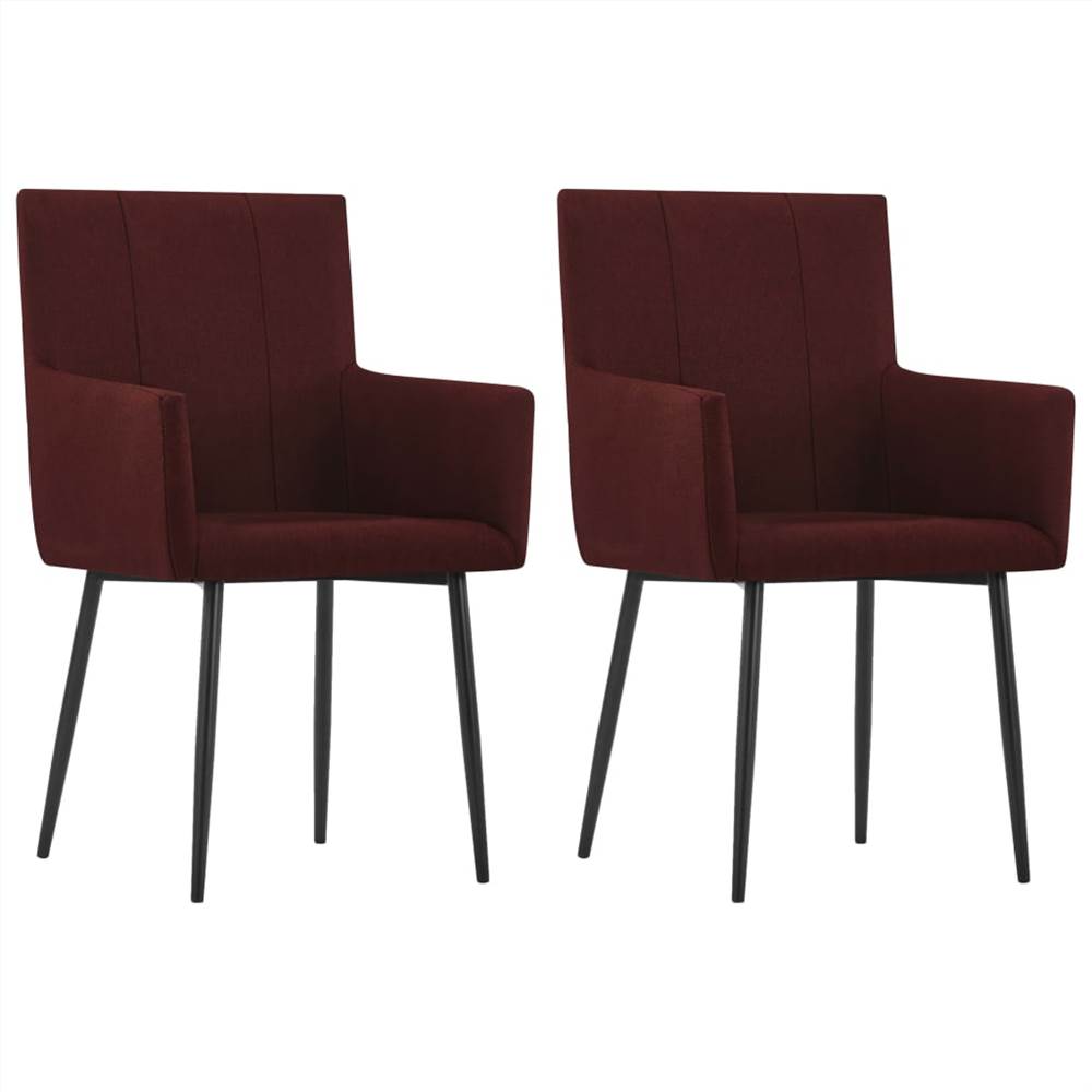 

Dining Chairs with Armrests 2 pcs Wine Red Fabric