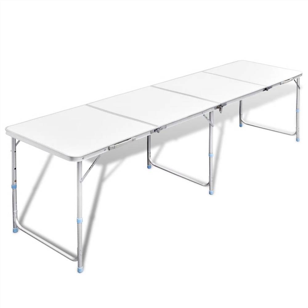 โต๊ะแคมป์ปิ้ง พับได้ อลูมิเนียมปรับสูงต่ำได้ 240 x 60 cm