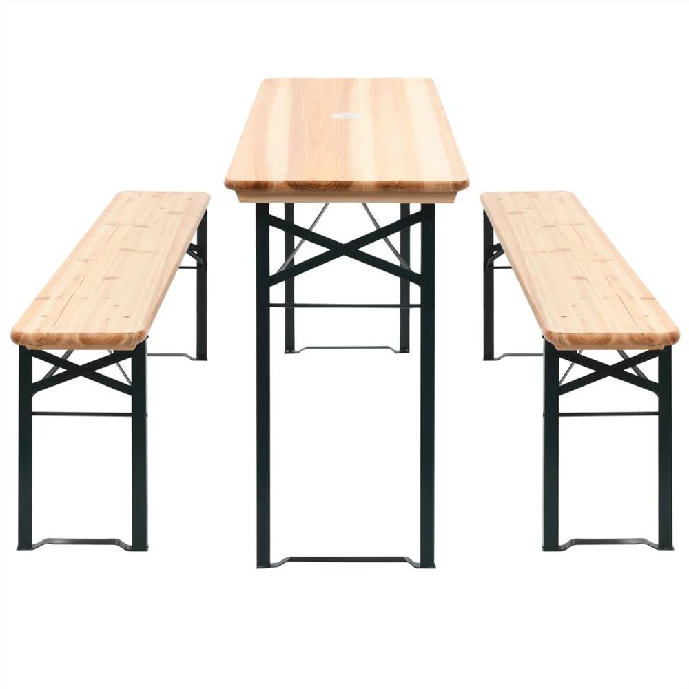 

Folding Beer Table with 2 Benches 177 cm Pinewood