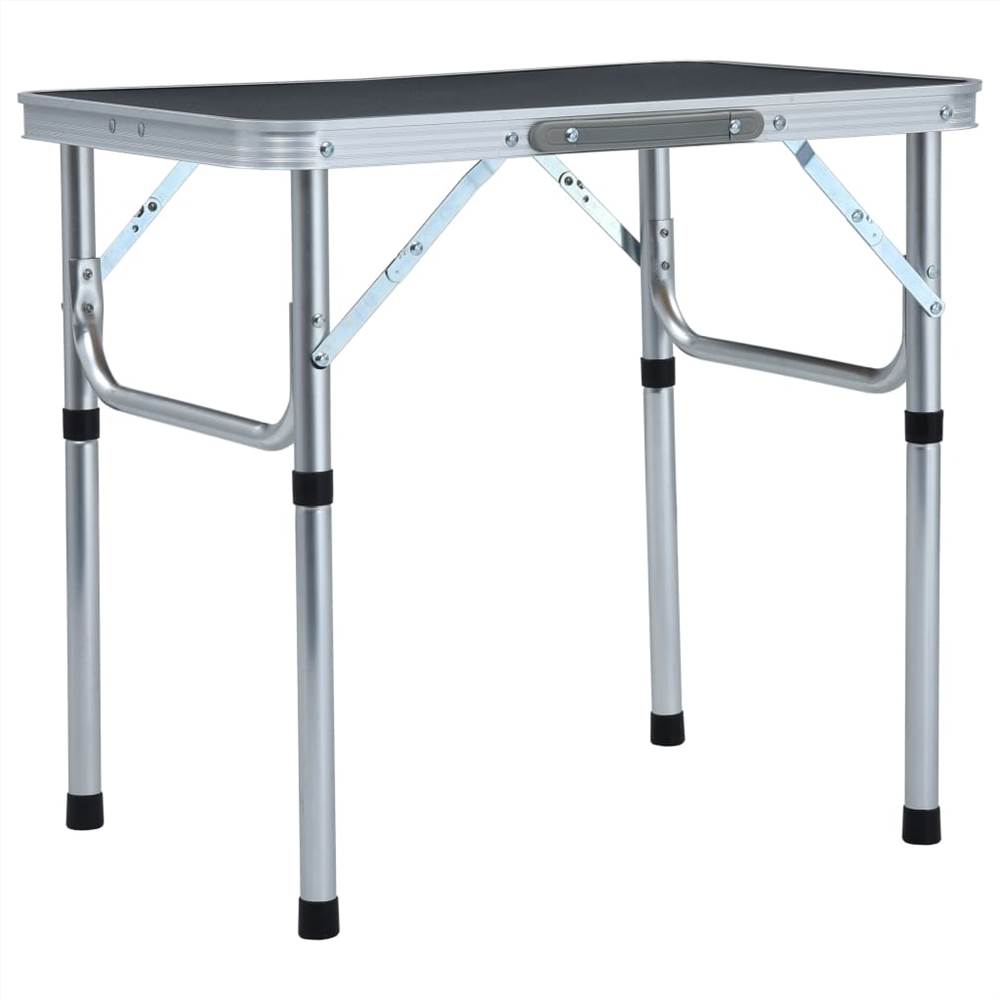 Tavolo da campeggio pieghevole in alluminio grigio 60x45 cm