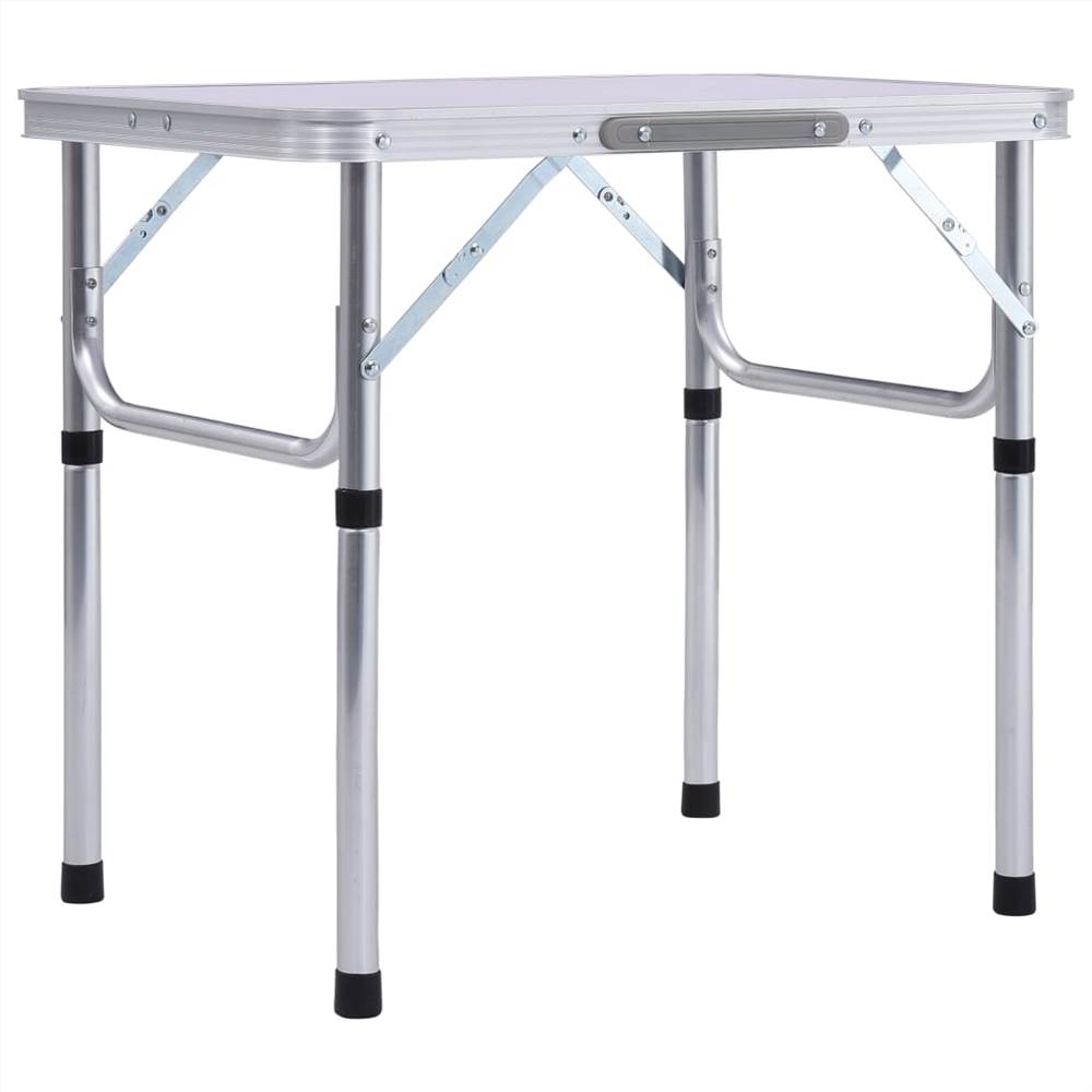 Tavolo da campeggio pieghevole in alluminio bianco 60x45 cm